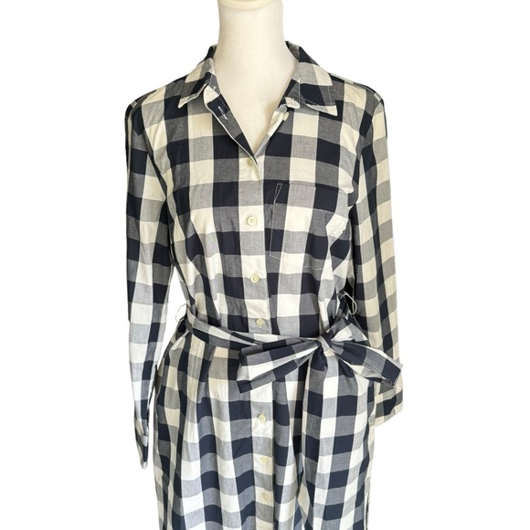 J. Crew - NWOT Gingham Belted Long Sleeve Shirt Dress Sz 4 - Picture 3 of 7